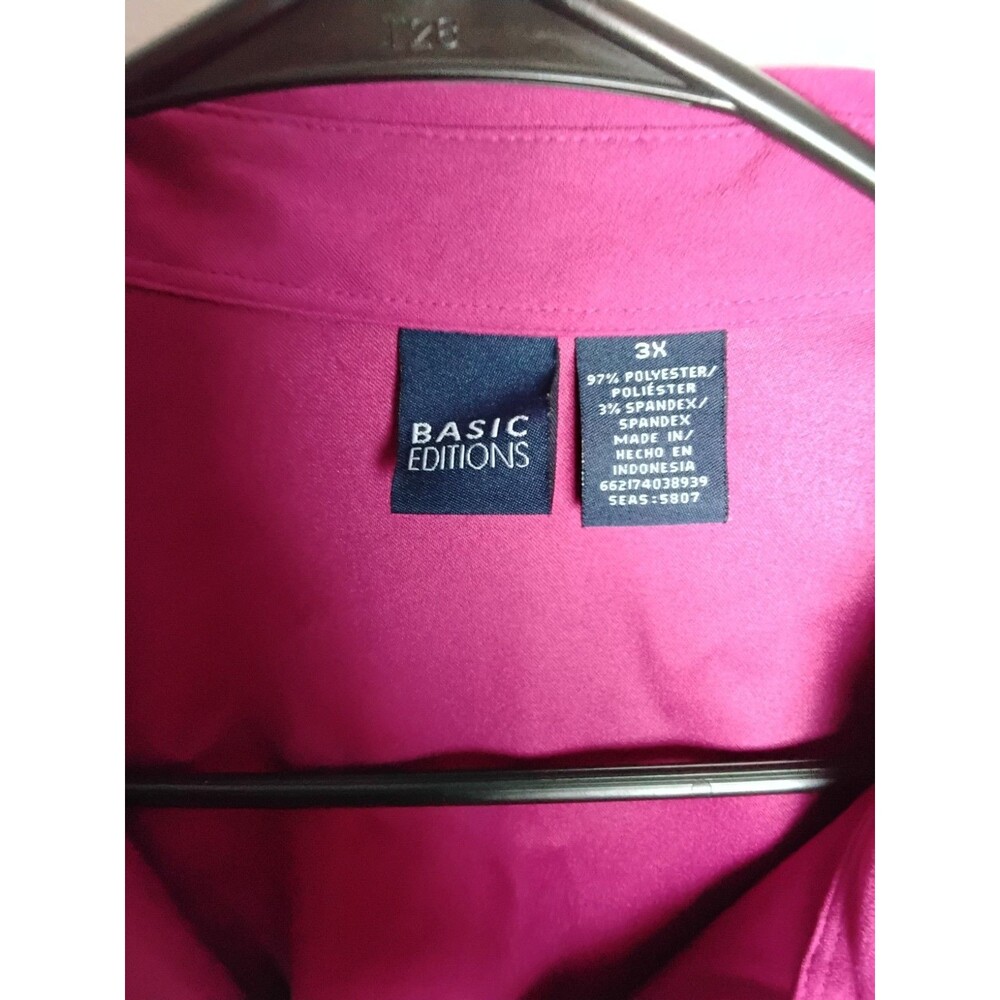 Collared Basic Editions Women's Long Sleeved Pink Shirt Jacket 3X Plus Microfibe - Picture 3 of 5